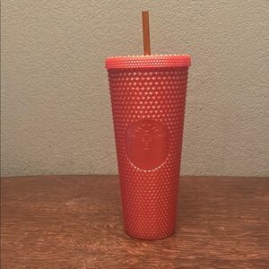 Starbucks Special Edition 2021 Orange Studded Tumbler with Straw